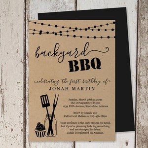 Fille ou garçons arrière-cour anniversaire BBQ Invitation modèle, imprimable premier 1er 2ème 3ème fête barbecue Barbecue inviter téléchargement immédiat fichier PDF