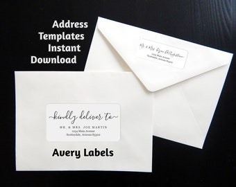 Address Template for Envelope Labels - Avery 2 x 4" & 1 x 2-5/8" - Wedding, Christmas, etc. - Printable Instant Download Digital File PDF