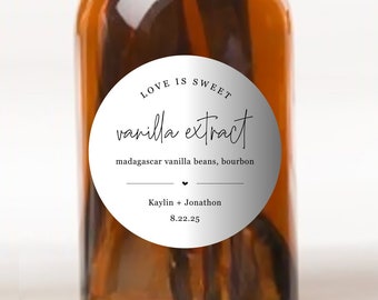 Homemade Vanilla Extract Wedding Favor Label Template - Printable Round Sticker, Personalize Editable PDF Digital File Instant Download DIY