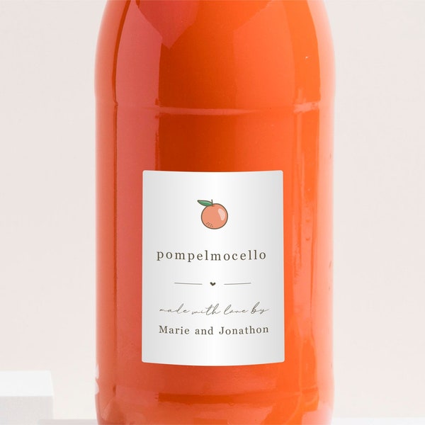 Homemade Pompelmocello Bottle Label Template - Printable Grapefruit Liqueur Gift Sticker, Personalize Avery Digital Download