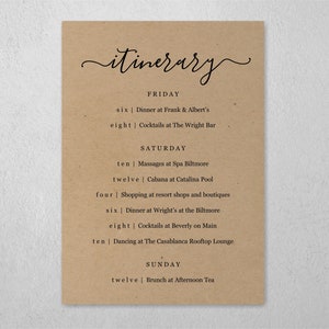 Wedding / Bachelorette Party / Birthday Weekend Itinerary Template, Schedule of Events, Editable Program, Instant Download Digital File PDF