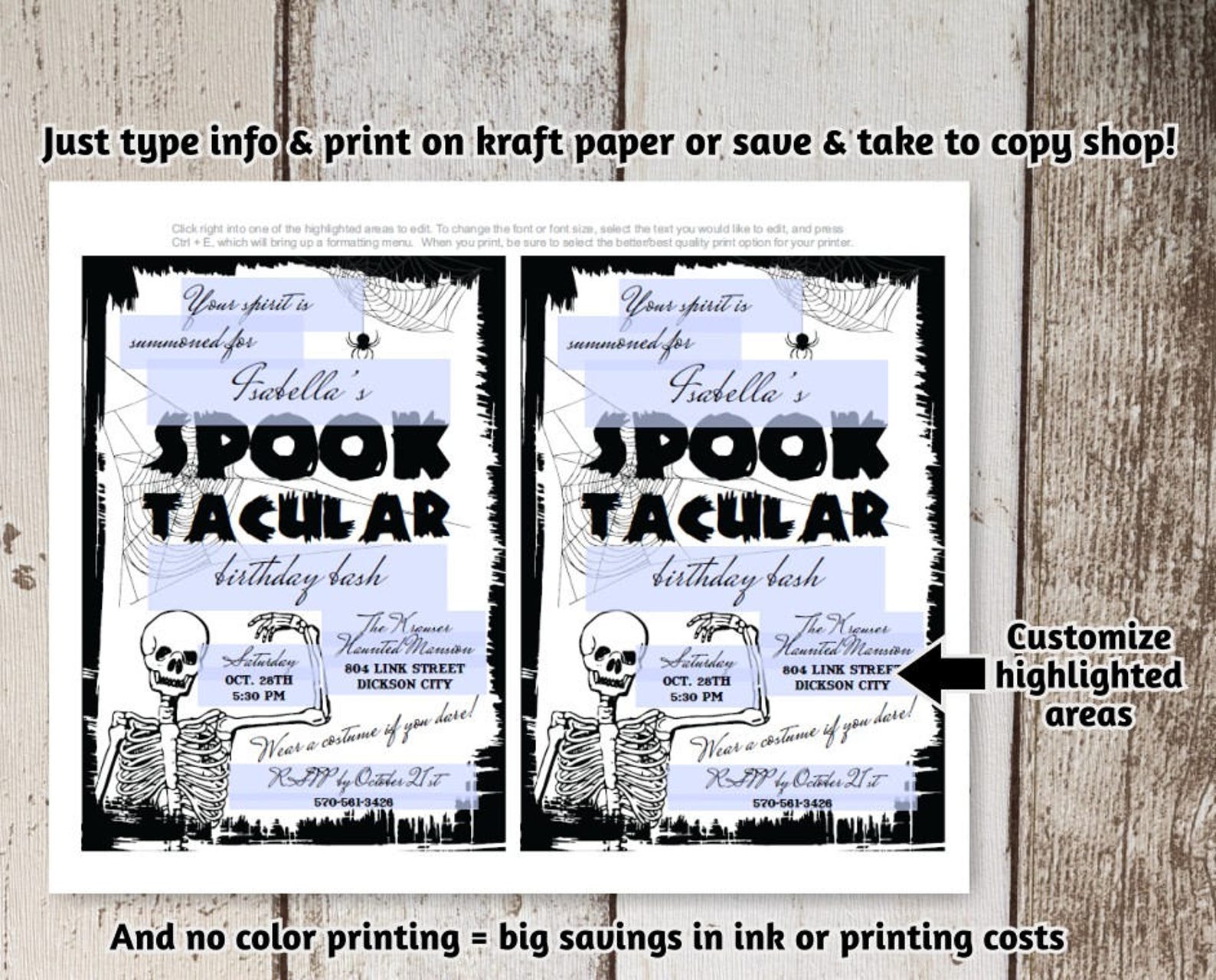 Printable Halloween Party Invitation Template Adult or Kids | Etsy