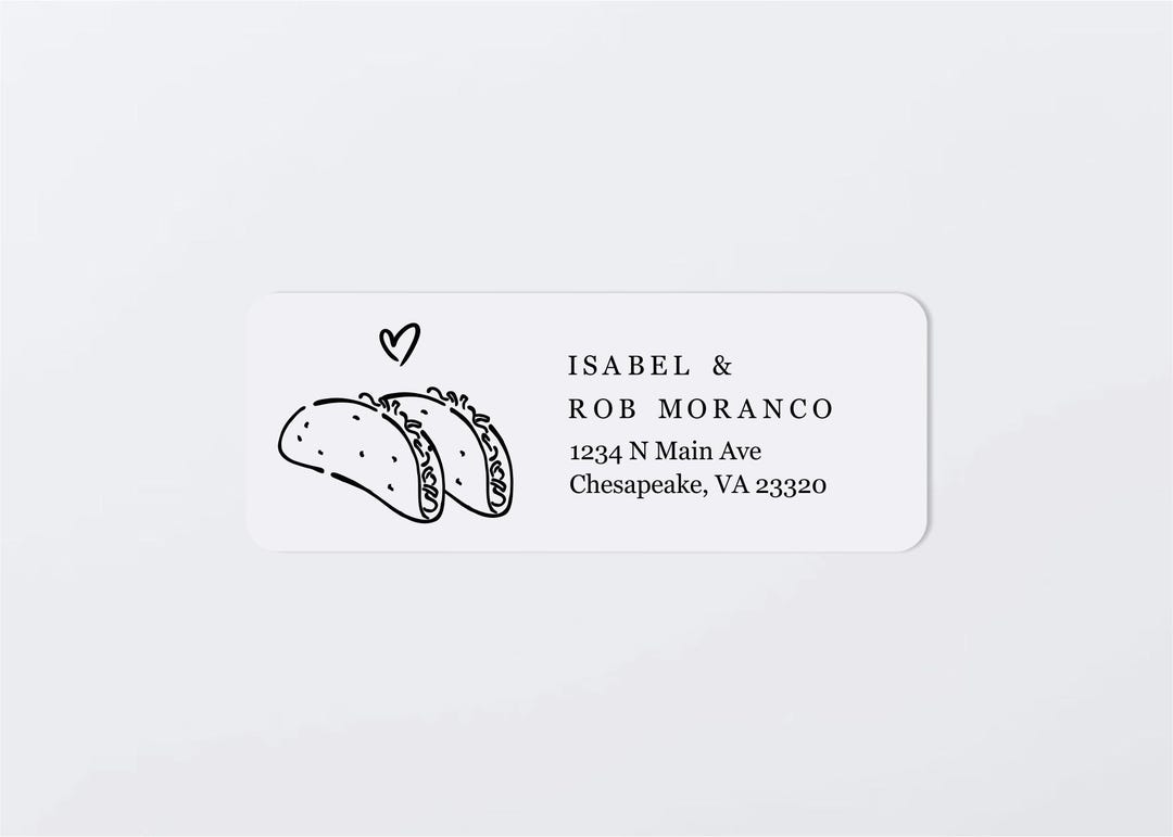 Taco Label Example Taco Address Label Template, Printable Envelope Return Address Label ...
