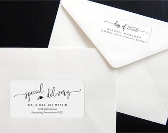 Graduation Address Template for Envelope Labels - Avery 2 x 4" & 1 x 2-5/8" -  Class of 2025 - Printable Instant Download Digital File PDF