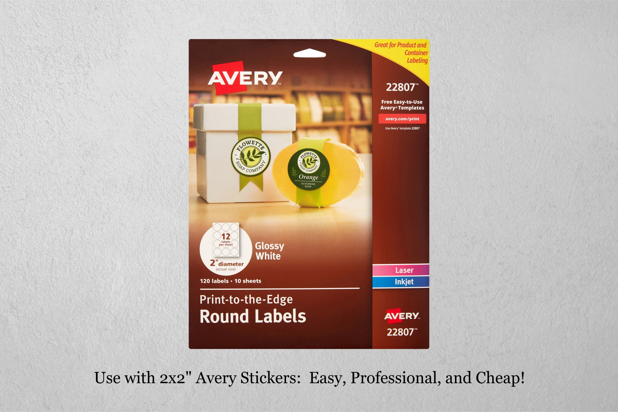 Business Sticker Template 2x2 Round Avery, Simple Printable Packaging