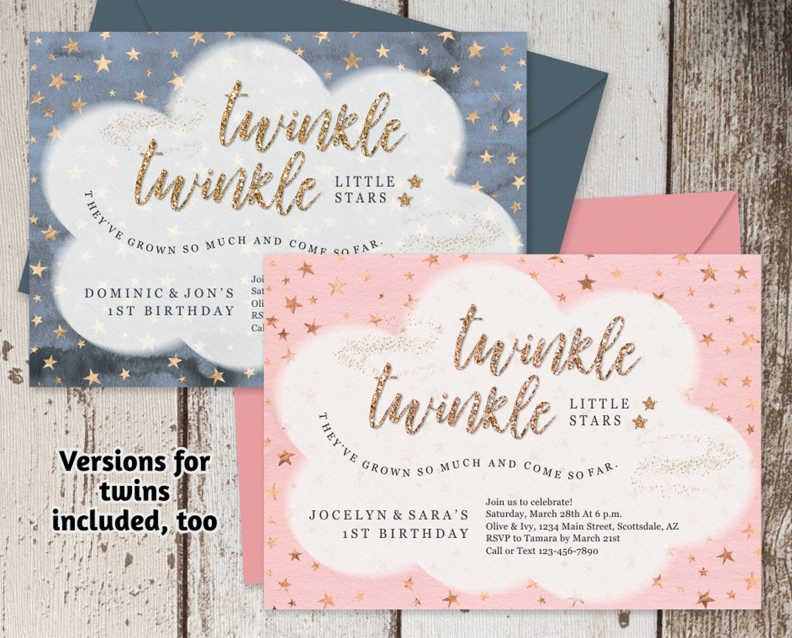 Printable Twinkle Twinkle Little Star Invitation Template - Etsy