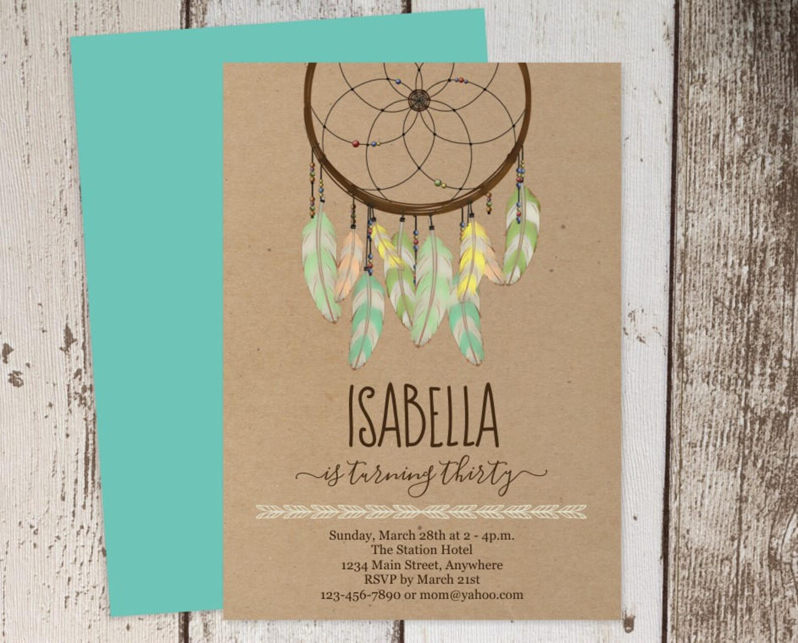 Dream Catcher Invitation Feather Dreamcatcher Birthday Party - Etsy
