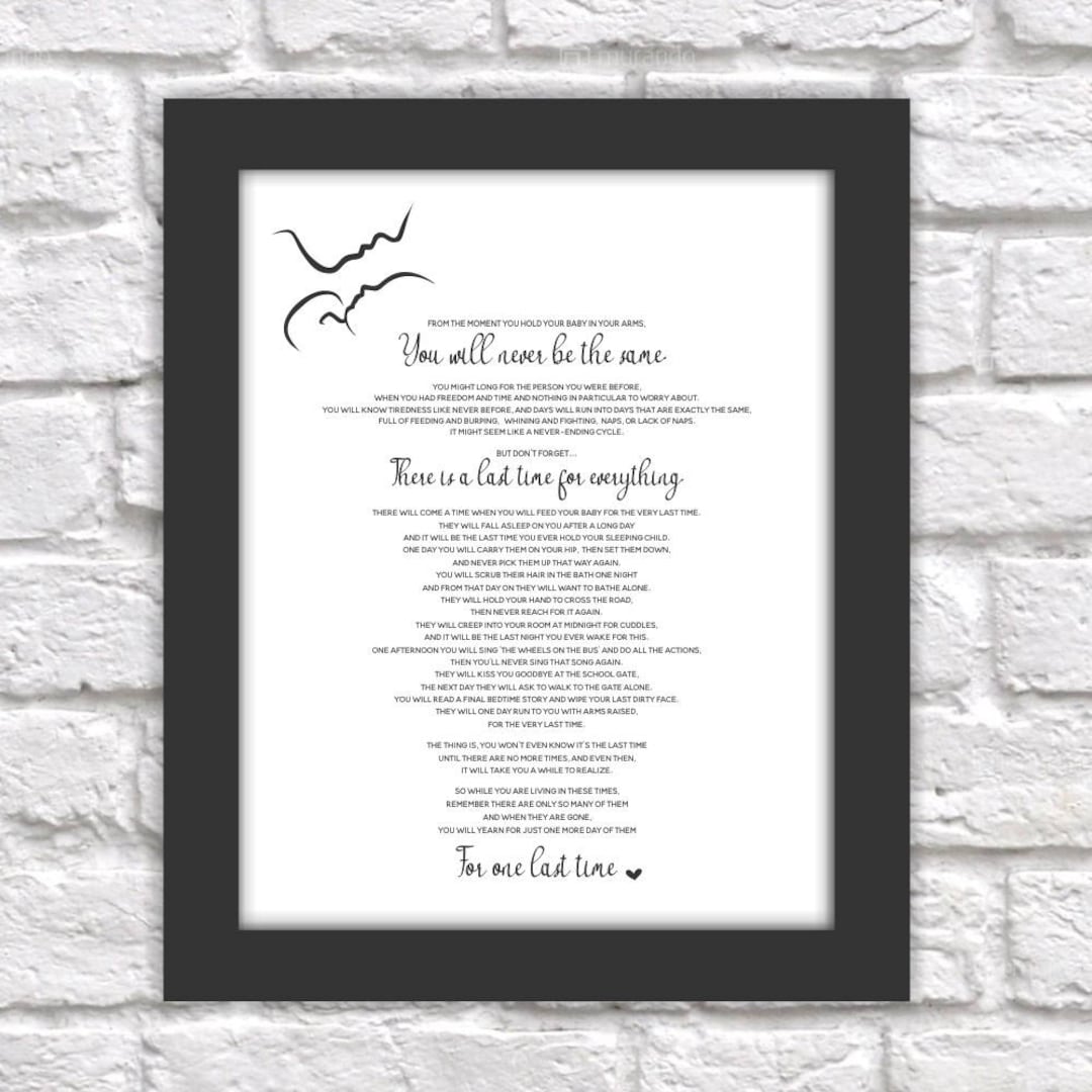 The Last Time Poem Print Printable Baby Shower, Mothers Day, Pregnancy