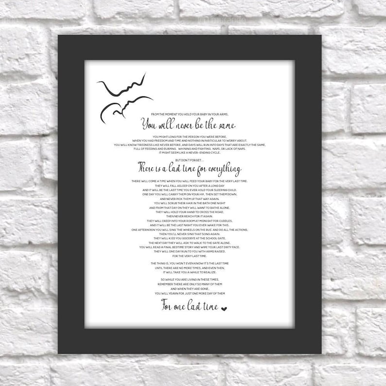 The Last Time Poem Print Printable Baby Shower Mothers Day Etsy