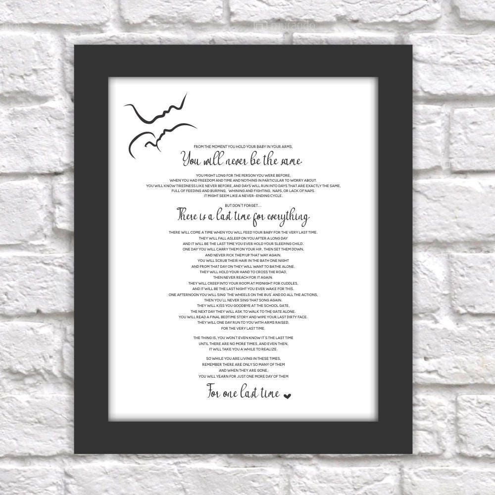 The Last Time Poem Print Printable Baby Shower Mothers Day Pregnancy New Mom Gift Nursery Wall Art Instant Download Digital File