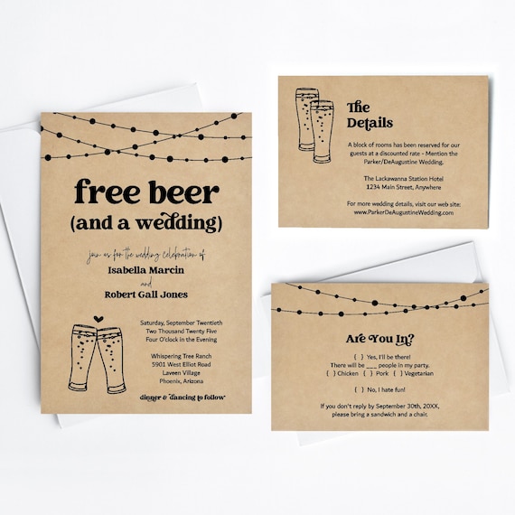 Funny Wedding Invitation Template Free Beer Fun Brewery Printable
