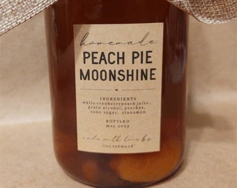 Homemade Peach Pie Moonshine Label Template - Printable Jar Gift Sticker, Personalize Custom Editable Digital File Instant Download DIY PDF