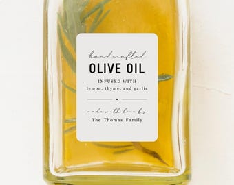 Homemade Olive Oil Label - Set of 15 Personalized Gift Stickers - Water & Oil Resistant