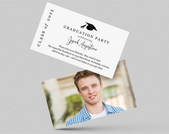 Graduation Party Invitation Insert with Photo Template, Printable 2025 Grad Party Picture Invite Enclosure, Boy Girl, Download Digital File
