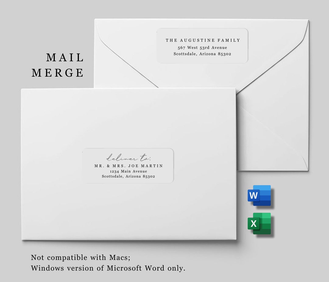 Mail Merge Address Label Template, Microsoft Word Excel, Avery 2 2/3 X