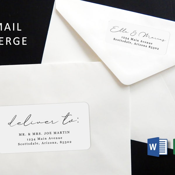 "mail Merge" Avery Template Etsy