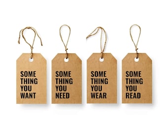 Want Need Wear Read Gift Tags - Printable Something You Want Tag, 4 Gift Rule, Christmas Gift Ideas, Instant Download - just print and cut!