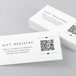 QR-Code-Geschenkregister-Karteneinlage, minimalistische druckbare Hochzeit Braut Babypartyeinladungs-Einfassungs-Vorlage Sofortiger Download Digital