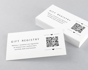 QR Code Gift Registry Card Insert, Minimalist Printable Wedding Bridal Baby Shower Invitation Enclosure Template Instant Download Digital