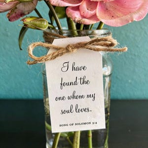 Wedding Scripture Tags - Printed Set of Religious Love Quotes for Bridal Shower & Reception Centerpiece Decorations