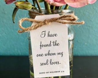 Wedding Scripture Tags - Printed Set of Religious Love Quotes for Bridal Shower & Reception Centerpiece Decorations