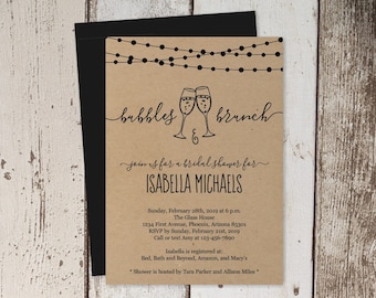 Bubbles & Brunch Invitation Template - Bridal Shower, Baby Shower, Birthday Party Invite - Instant Download Digital File DIY PDF Kraft Paper