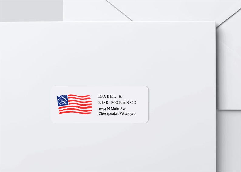 US Flag Address Label Template - Printable Patriotic American 4th of ...