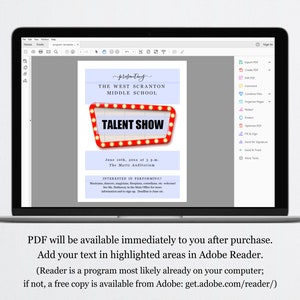 Talent Show Flyer Printable Template, Editable 8.5x11" Sign, Elementary ...
