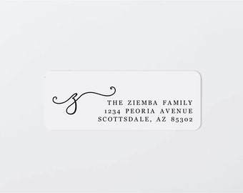 Address Label Template - Printable Envelope Label, Avery 1 x 2-5/8" Initial Monogram for Wedding, Christmas, etc, Download File Editable PDF