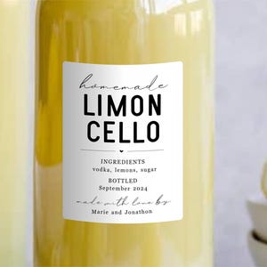 Homemade Limoncello Label - Set of 15 Personalized Gift Stickers - Water & Oil Resistant