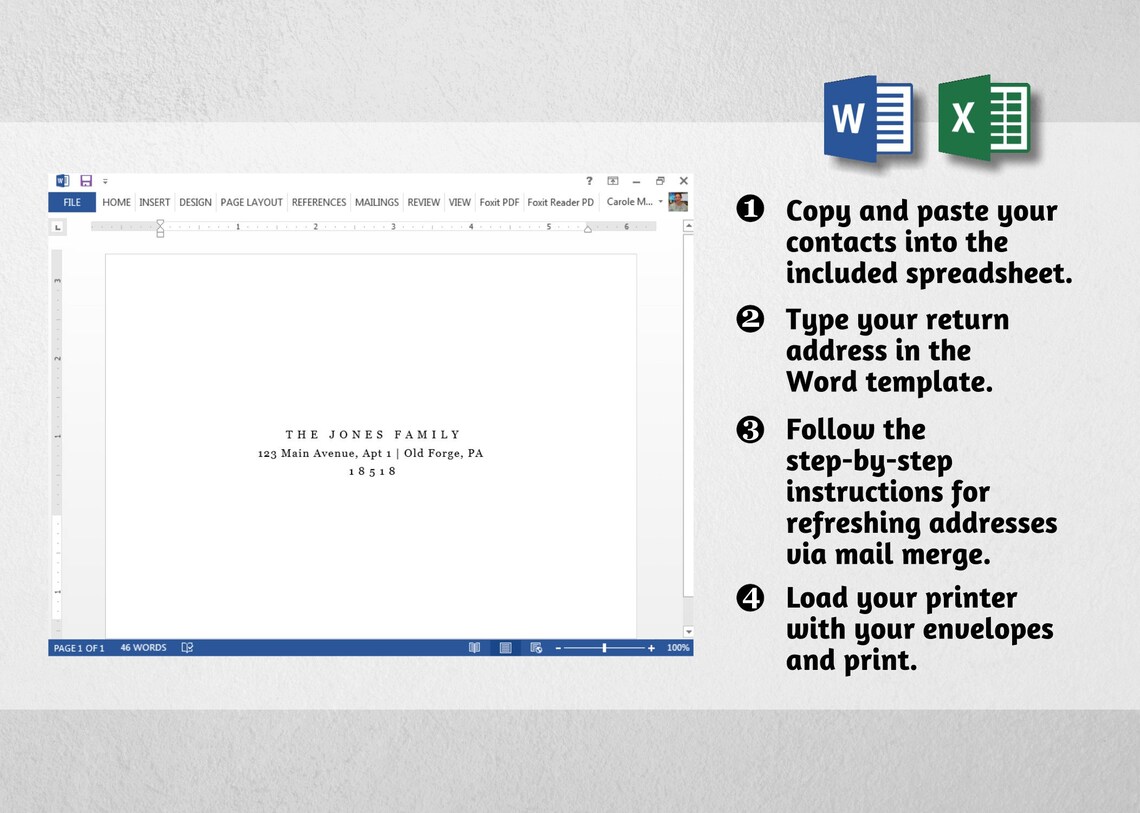 Address Block In Mail Merge Mail Merge Address Template for Envelopes, Microsoft Word Excel ...