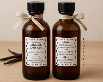 Homemade Vanilla Sugar Label Template - Printable Gift Sticker, Personalize Custom Editable PDF Digital File Instant Download DIY