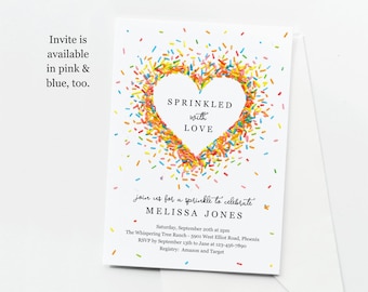 Sprinkled with Love Invitation Template - Printable Sprinkle Baby Shower for Girl Boy or Gender Neutral, #2 #3 #4, Download Digital Evite