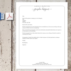 Plantilla de membrete profesional para Word y PDF, papelería personal o comercial personalizada, diseño simple y fácil, cartas personalizadas, bricolaje