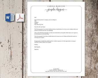 Professional Letterhead Template for Word and PDF, Custom Business or Personal Stationary, Simple and Easy Design, Personalized Letters, DIY