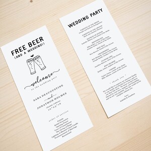 Funny Wedding Program Template Fun Free Beer and a Wedding Brewery ...