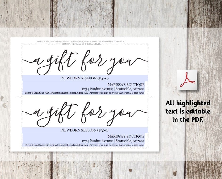 printable gift certificate gift card template simple rustic kraft