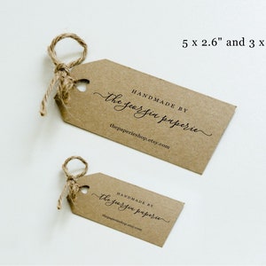 Printable Tag for Handmade Items Template, Handmade by Tag, Made Especially for You By, Rustic ...