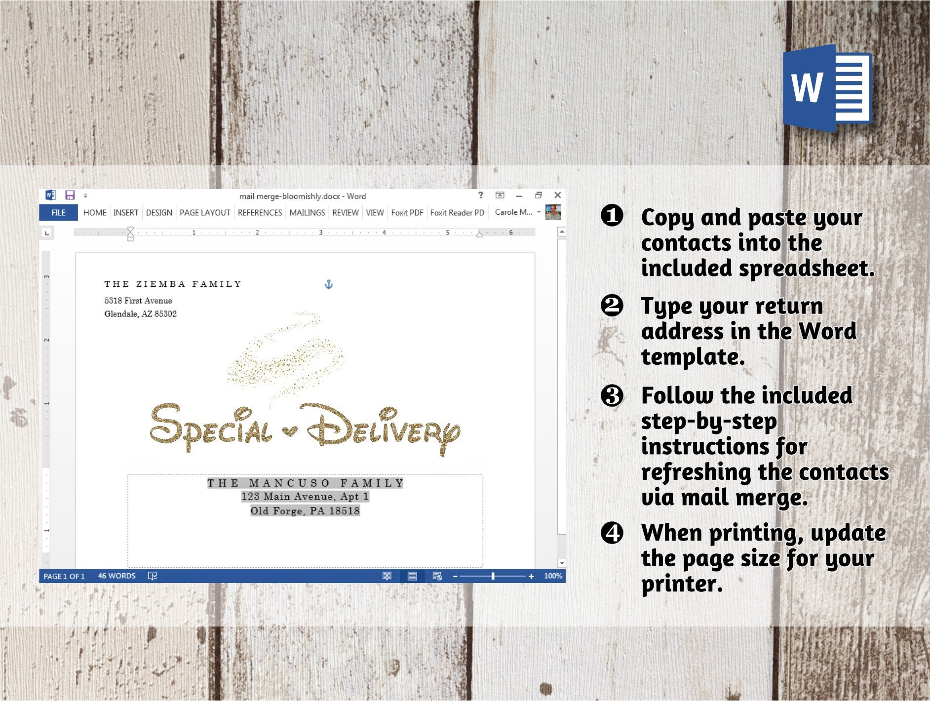Walt Disney Font Address Envelope Template For Microsoft