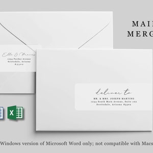 Modello di indirizzo di stampa unione per etichette avvolgenti - Microsoft Word Excel Avery 22838 - Avvolgente stampabile - File digitale con download istantaneo