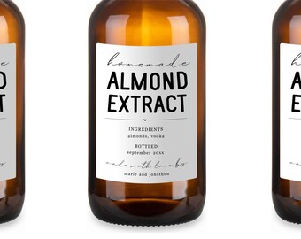 Homemade Almond Extract Label Template - Printable Gift Sticker, Personalize Custom Editable PDF Digital File Instant Download DIY