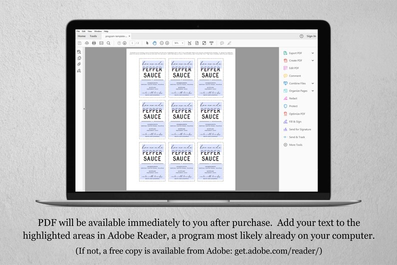 Homemade Pepper Sauce Label Template Printable Hot Sauce Gift Sticker, Personalize Custom Editable Digital File Instant Download DIY PDF image 3