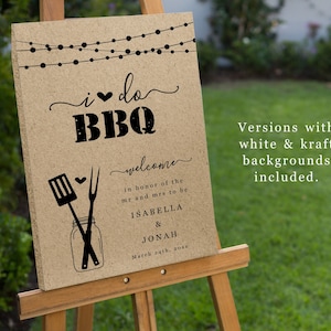 I Do BBQ Welcome Sign Template - Printable Couple Wedding / Bridal Shower, Engagement Party, Rehearsal Dinner Poster Decor, Instant Download
