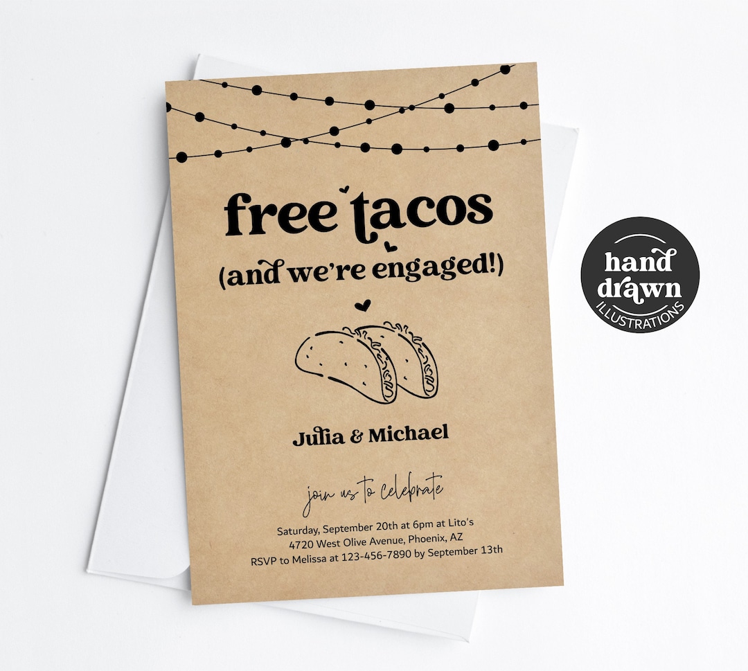 Taco Engagement Party Invitation Template, Fun Funny Printable Free ...