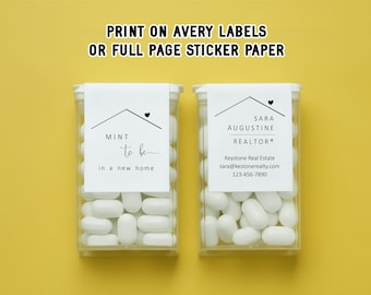 Realtor Tic Tac Label Template, Real Estate Agent Mint Gum Favor Sticker, Open House Marketing Giveaway, Add Logo, Download File