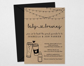 Baby Brewing Invitation Printable Template - Beer Coffee Tea Bottle Toast Shower Invite Evite - Instant Download Editable PDF Digital File