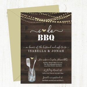 I Do BBQ Invitation Template - Rustic Couples Wedding / Bridal Shower, Engagement Party - Printable Instant Download PDF - Mason Jar, Wood