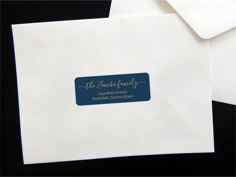 Gold Address Label Template Printable Envelope Avery 1 x 2 5/8 Navy Burgundy Green Black, Wedding Christmas Instant Download Digital File image 2