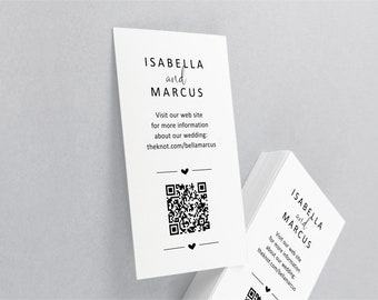 Wedding Website Card with QR Code, RSVP Online, Details Insert, Printable Modern Minimalist Invitation Enclosure Template Download