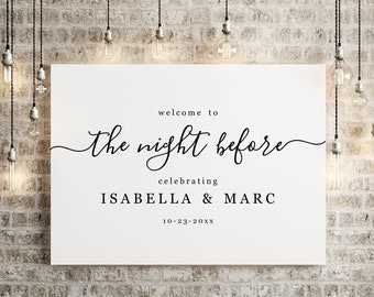 The Night Before Rehearsal Dinner Welcome Sign Printable Template - Minimalist Black and White Poster DIY PDF Instant Download Digital File